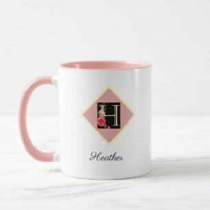 Mug Vintage Roses Initiales Personnalisées "H"