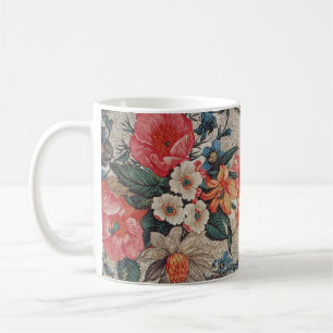 Mug Vintage rouge orange blanc motif