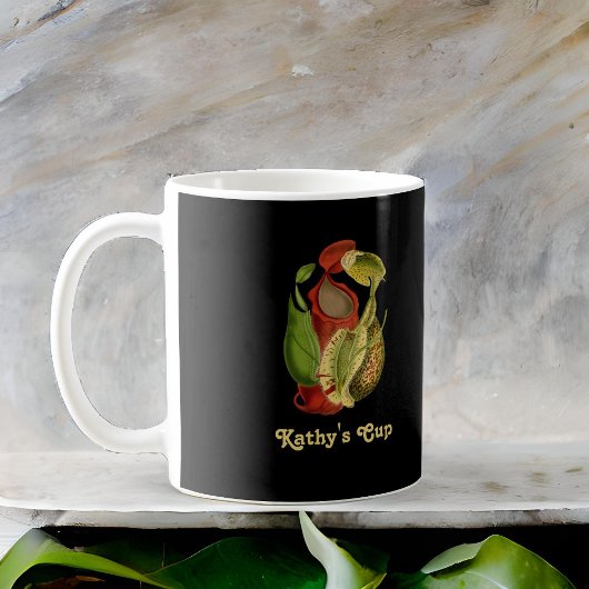 Mug Vintage rouge vert Nepenthes Pitcher Plantes Nom