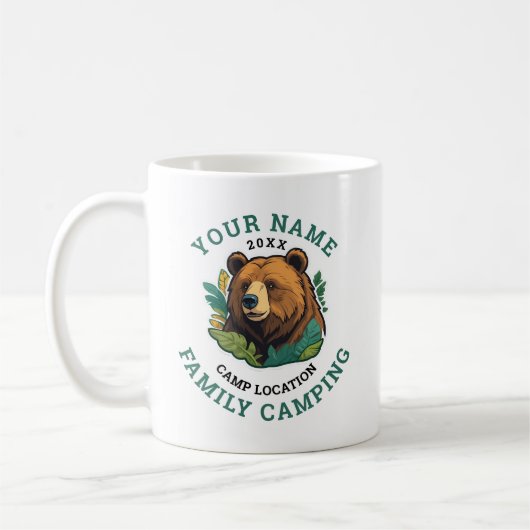 Mug Vintage Rustic Bear Famille Camping (Gauche)