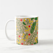 Mug Vintage Rustic Green Holly Berry Noël (Gauche)