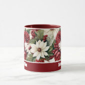 Mug Vintage Rustique Fleurs de Noël feuille Motif (Centre)