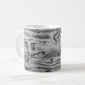 Mug Vintage rustique gris noir bois brûlé Monogramme (Devant gauche)