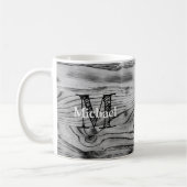 Mug Vintage rustique gris noir bois brûlé Monogramme (Gauche)