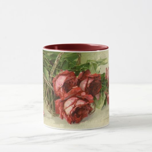 Mug Vintage Saint Valentin Amour, Crimson Red Roses (Centre)