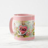 Mug Vintage Saint Valentin Coeur Nom personnalisé Coup (Devant gauche)