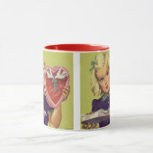 Mug Vintage Saint Valentin, Fille au chocolat (Centre)