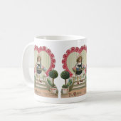Mug Vintage Saint Valentin, Fille aux Fleurs (Devant gauche)