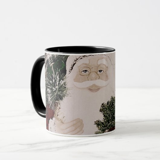 Mug Vintage Santa Claus Portrait Noël (Devant gauche)