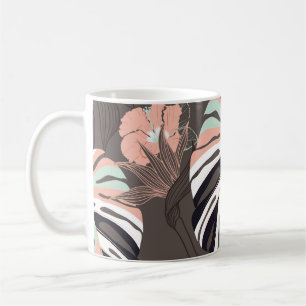 Mug Vintage Seamless pattern. Contemporary tropical fl