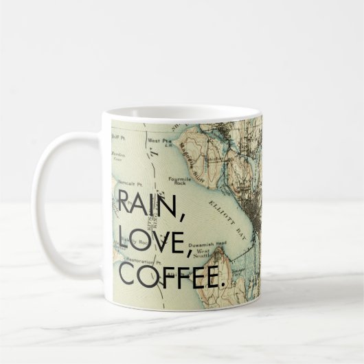 Mug Vintage Seattle Rain Love Café (Gauche)