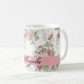 Mug Vintage Shabby Chic Fleurs Personnalisées (Devant droit)