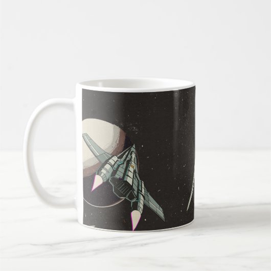 Mug vintage spaceship pattern (Gauche)