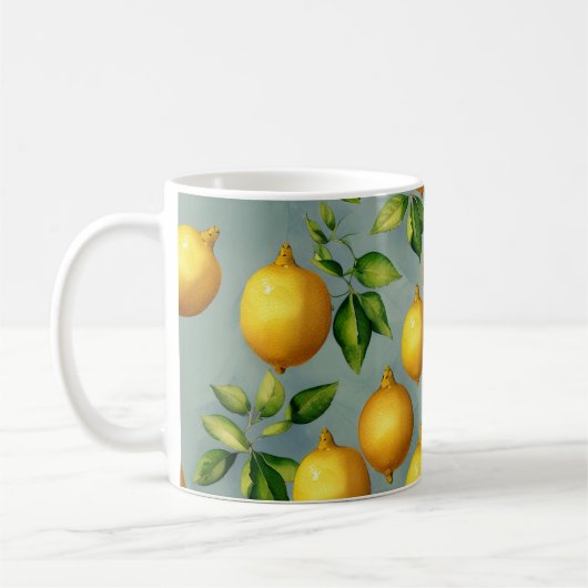 Mug Vintage Style Lemons Pattern Wallpaper Art (Gauche)