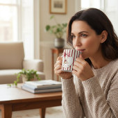 Mug Vintage Teddy Bear Red Bow Watercolor Name 