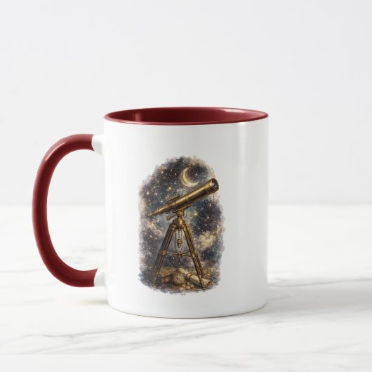 Mug Vintage Télescope Stargazing Double Face (Gauche)