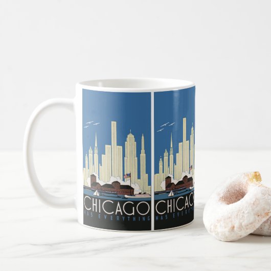 Mug Vintage Travel Chicago a tout la ville Skyline (Avec donut)
