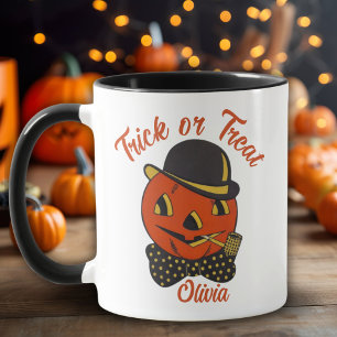 Mug Vintage Tricoter ou traiter Citrouille Halloween p