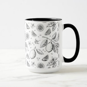 Mug Vintage Tropical Fruit Lemon Floral