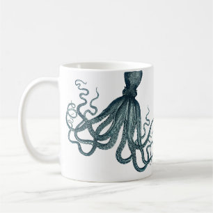 Mug Vintage Turquoise Bleu Vintage Octopus Nautique