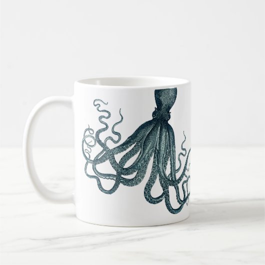 Mug Vintage Turquoise Bleu Vintage Octopus Nautique (Gauche)