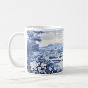 Mug Vintage Un Paysage En Blanc Et Bleu