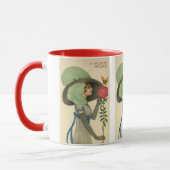 Mug Vintage Valentine's Day, Lady Red Rose Butterfly (Gauche)