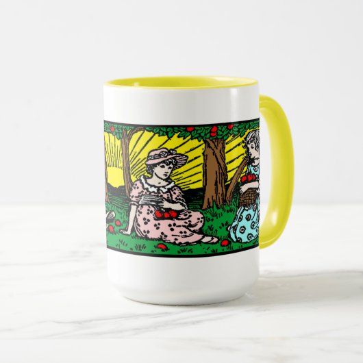 Mug Vintage Victorian Era Girls Gathering Apples (Devant droit)