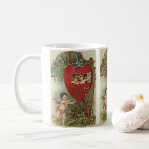Mug Vintage victorien Saint-Valentin Chérubins cabane 