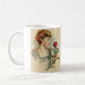 Mug Vintage Victorienne Fleur de rose rouge (Gauche)