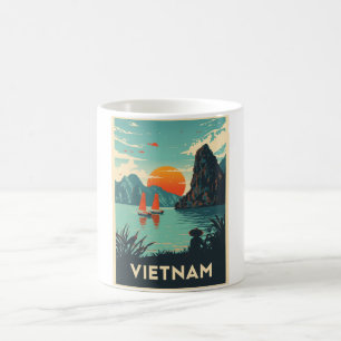 Mug Vintage Vietnam Travel Retro Ha Long Bay