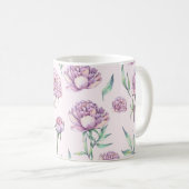 Mug Vintage Violet Peony Flowers Seamless Pattern (Devant droit)