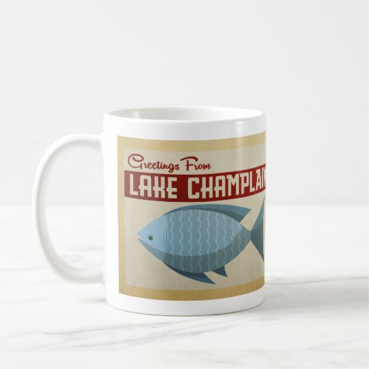 Mug Vintage voyage de poissons du lac Champlain (Gauche)