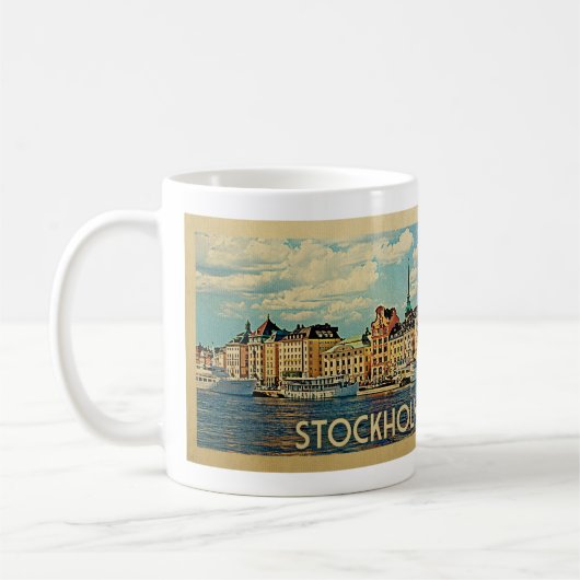 Mug Vintage voyage de Stockholm Suède (Gauche)