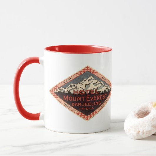 Mug Vintage voyage, Mont Everest, Darjeeling Inde (Avec donut)