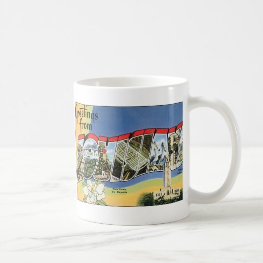 Mug Vintage voyage, Salutations Du Golfe De Louisiane (Droite)