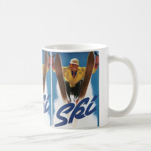 Mug Vintage voyage, Skier sportif Ski en hiver neige (Droite)