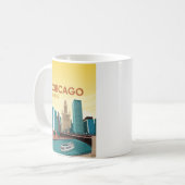 Mug Vintage voyage Skyline de Chicago River (Devant gauche)