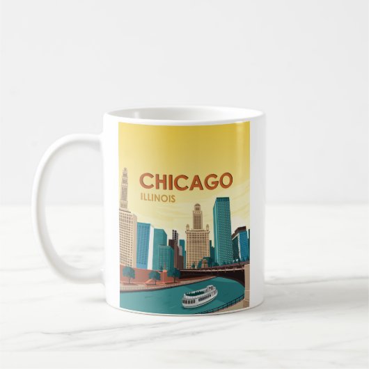 Mug Vintage voyage Skyline de Chicago River (Gauche)