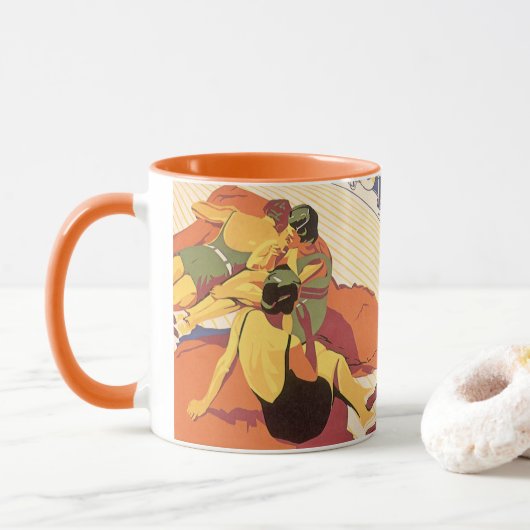Mug Vintage voyage, Vacances en bateau de croisière (Avec donut)