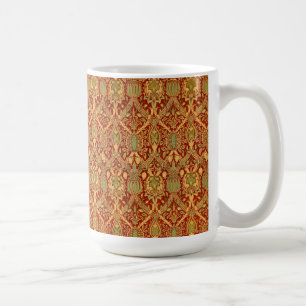 Mug Vintage William Morris Motif Rouge Turquoise Or
