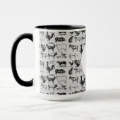 Mug Vintages animaux de ferme Collage rustique (Gauche)