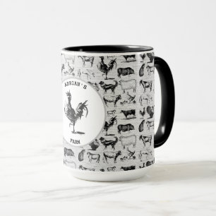 Mug Vintages animaux de ferme Collage rustique