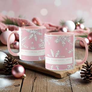 Mug Vintages flocons de neige rose et blanc Personnali