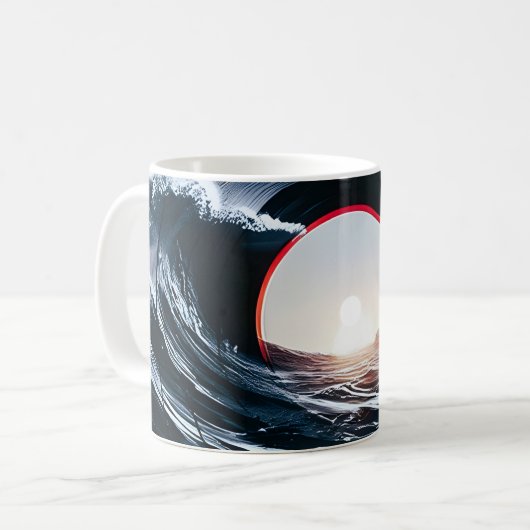 Mug Vinyle Vintage Surf Wave Océan Musique Rétro (Devant gauche)