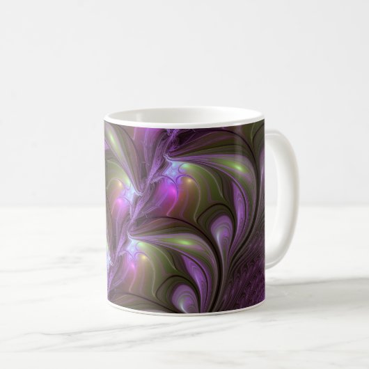 Mug Violet Abstrait violet violet kaki fractal (Devant droit)