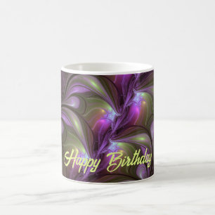 Mug Violet Abstrait violet violet kaki fractal