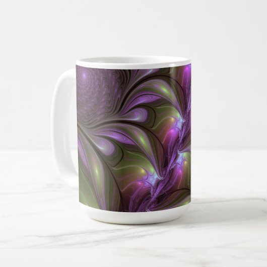 Mug Violet Abstrait violet violet kaki fractal (Devant gauche)