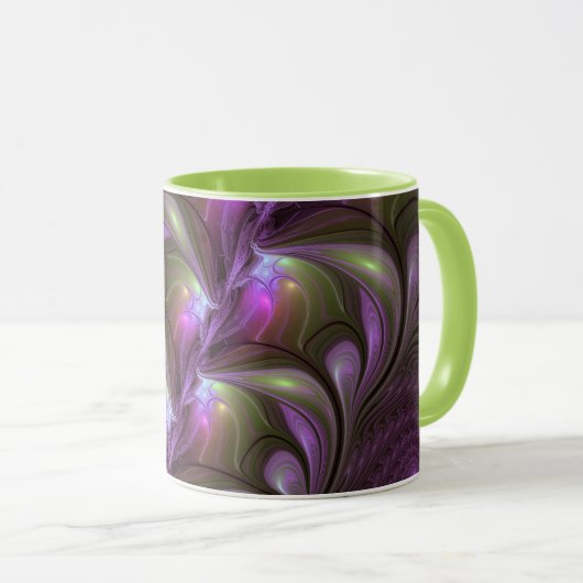Mug Violet Abstrait violet violet kaki fractal (Devant droit)