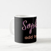 Mug violet ajouter nom fille patron texte noir élégant (Devant gauche)